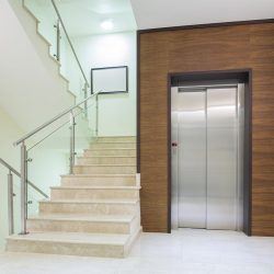 Elevator and stairs in modern building